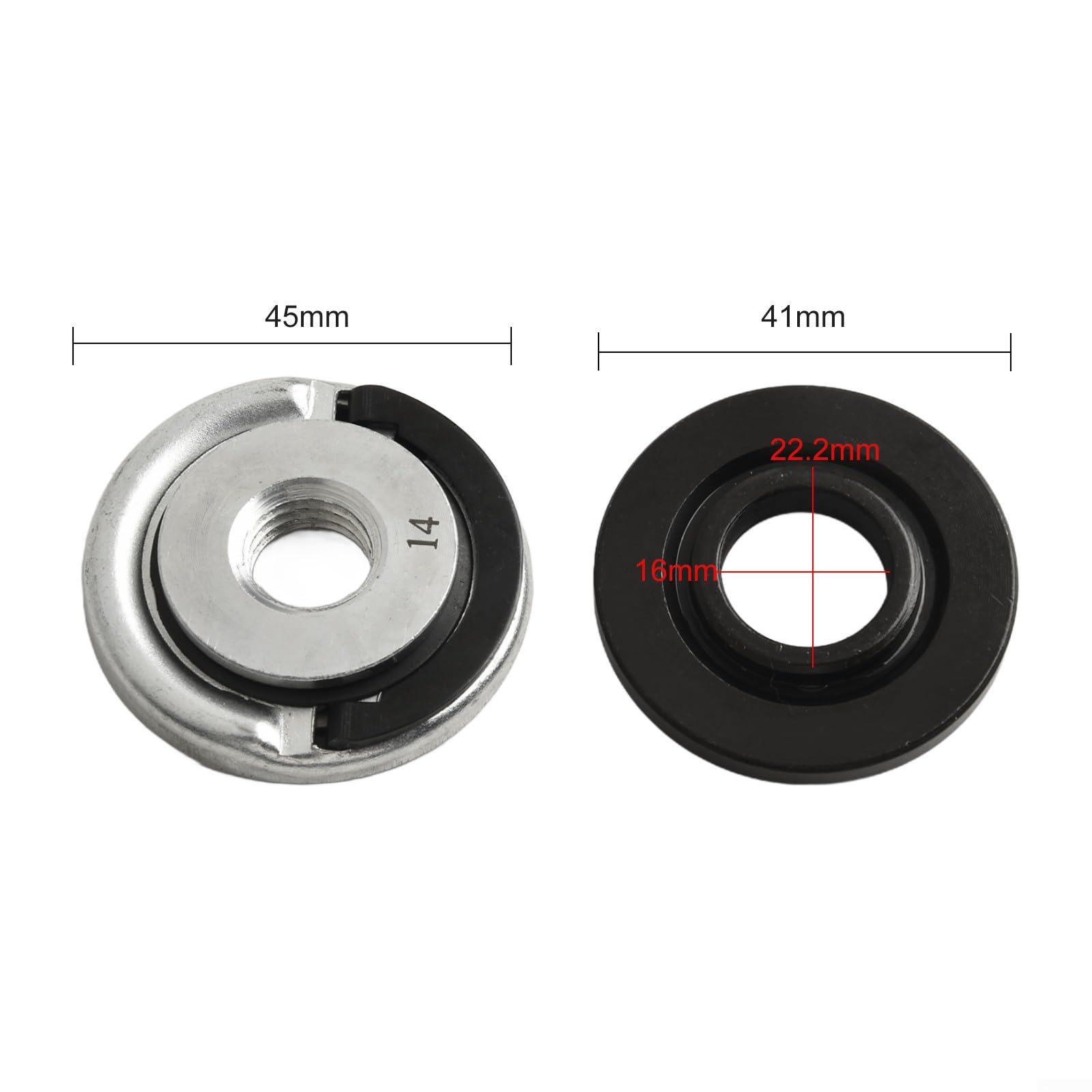2-teilig für M14 Spannfutter für Winkelschleifer mit Schnellspannmutter und Doppelplatten-Klemmdesign, kompatibel mit Standardscheibengrößen