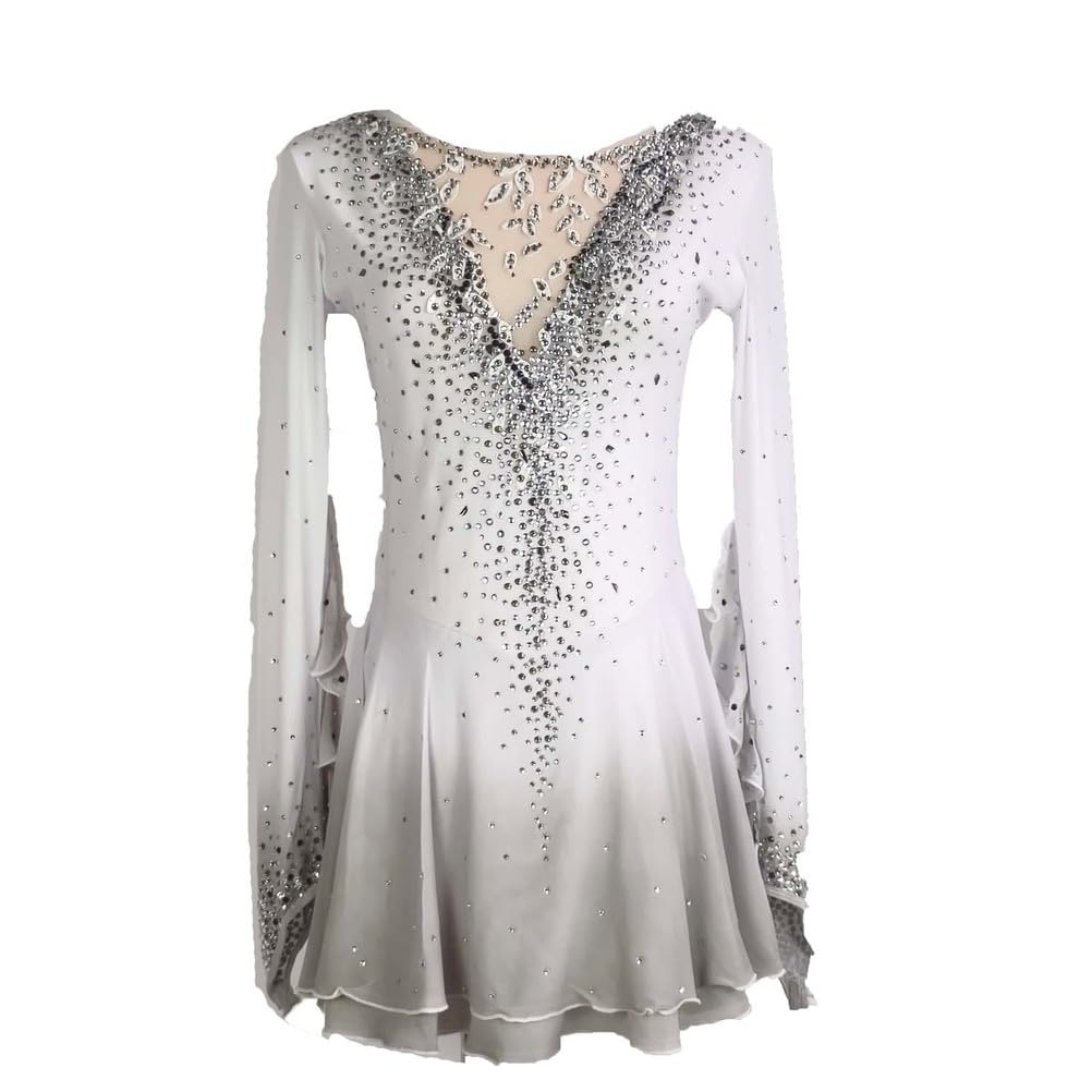 Vestito da Gara di Pattinaggio Artistico su Ghiaccio Femminile, Ragazze, Artigianale, Costume Sportivo da Esterno, Body da Ginnastica, Manica Lunga