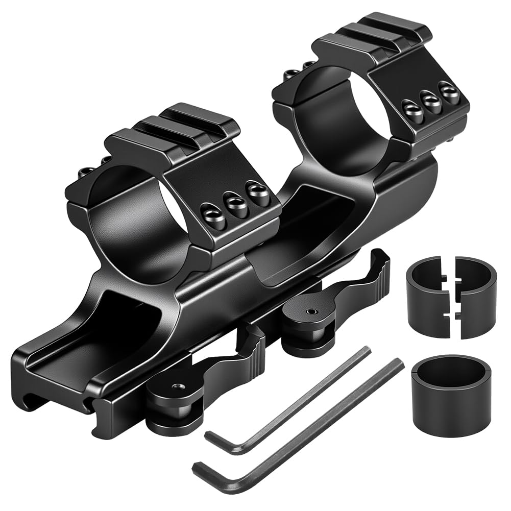 KEENZO Low Profile 1''25mm/30mm One-Piece Scope Ring Mount QD Quick Release Dual Ring Bracket Mount Rail See Through Style for 20mm Picatinny Rail
