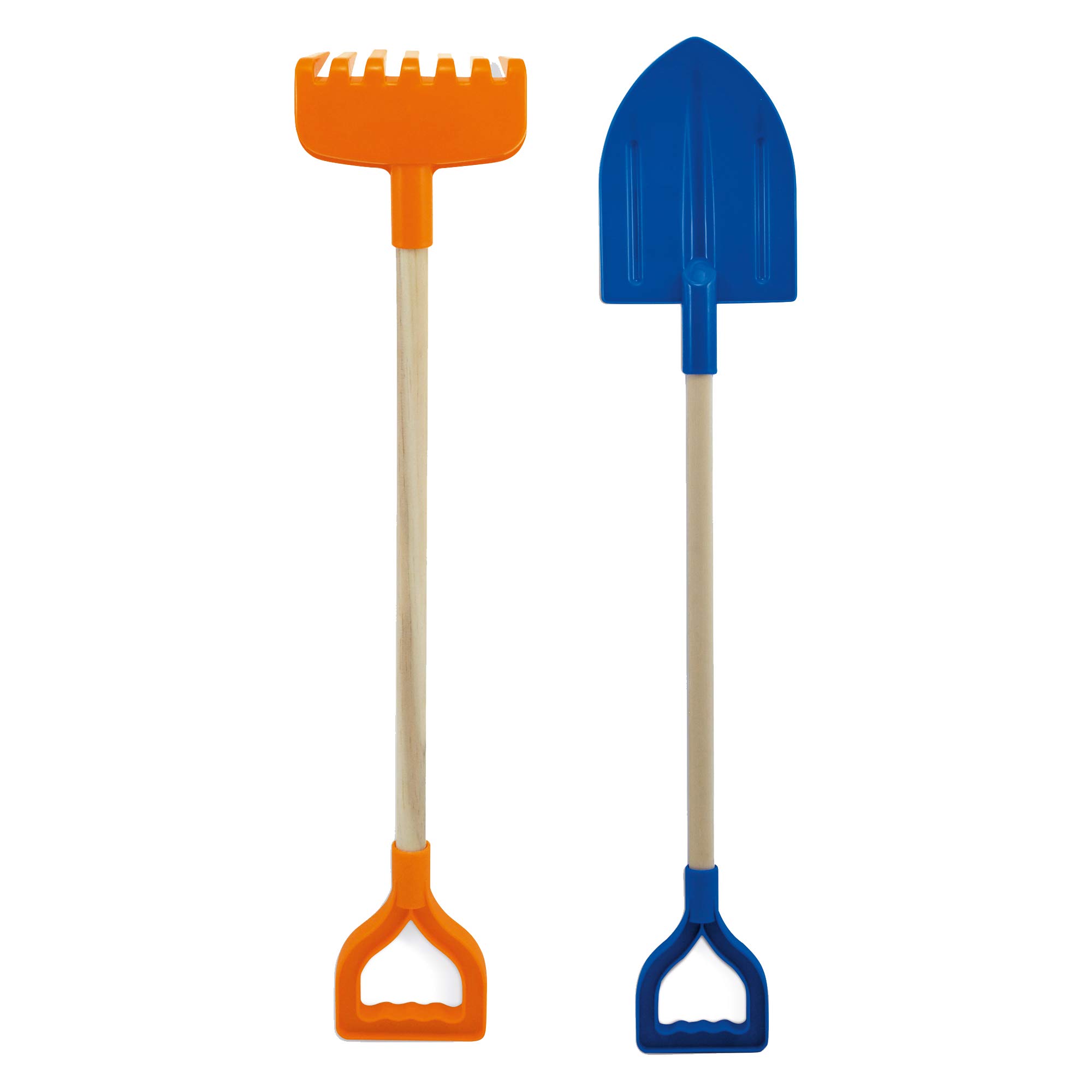 URBN-TOYS Kids Beach Garden Rake & Spade With Wooden Handle Set