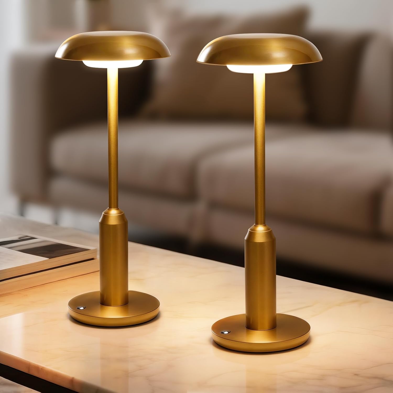 2 Pack Cordless Rechargeable Table Lamps, 3 Color Stepless Dimming Touch Lamp with Memory Function, for Restaurant Home Dining Kitchen Outdoor Patio