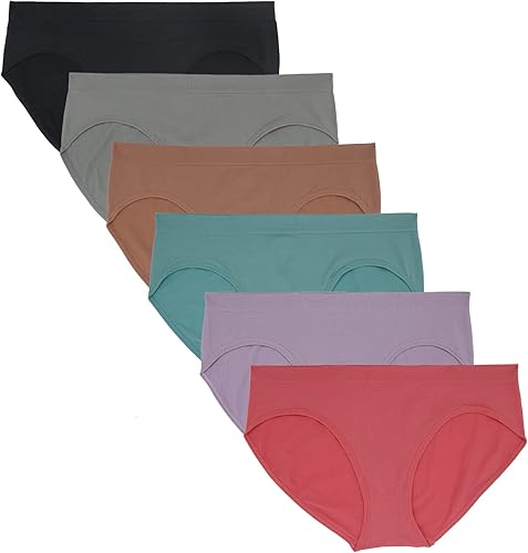 Ropa interior de bikini de nailon y elastano para mujer, sin costuras, bragas suaves, elásticas, ropa interior hipster, talla grande, paquete de 6