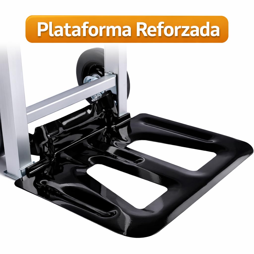 Carretilla de Mano Plegable con Ruedas, Carro de Carga Portátil, Hasta 100kg