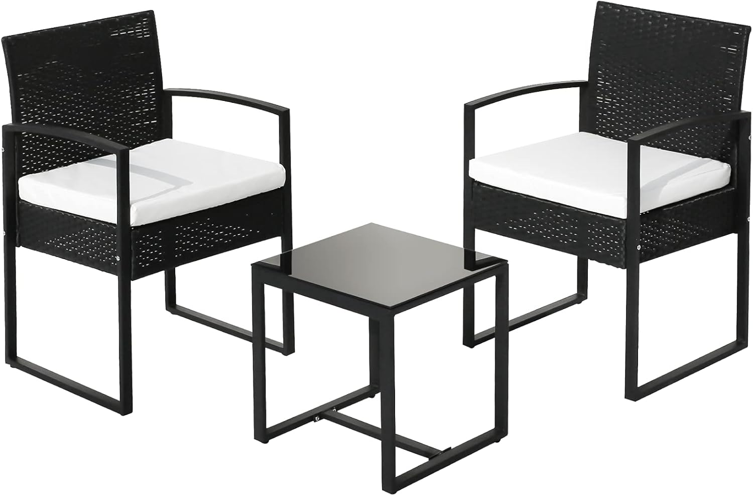 ガーデンテーブルセット ラタン調 ガーデンファニチャー ガーデンチェアー 3点セット 樹脂 おしゃれ ラタン調ガーデンテーブルセット 耐荷重150kg ねじなし 組立簡単 アウトドアテーブル 四季通用 ホワイト 激安卸販売新品