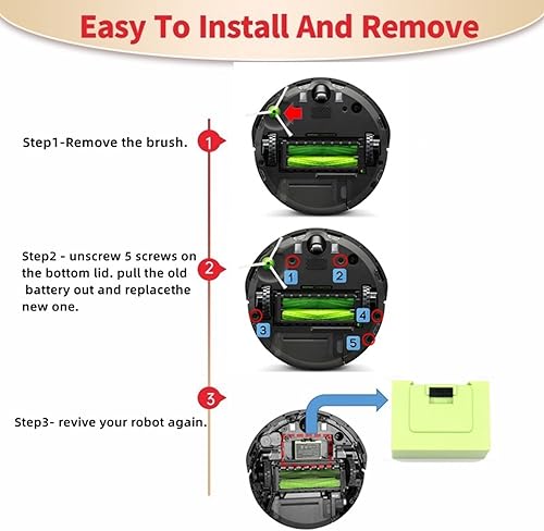 Miniatura 4 de Youejoeq Batería de repuesto de 3600 mAh para IROBOT Roomba i7  7150  i7+  7550  e5  e6  i3  i4  e5152  e5154, More e and i Series Vacuum ABL-D1