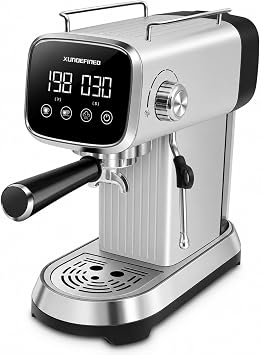 Espresso Machines 20 Bar with LED Touchscreen, Adjustable Temperature185203F Timing2560s, Compact Stainless Steel Coffee Maker with Milk Frother Steam Wand for Home Cappuccino & Latte Maker