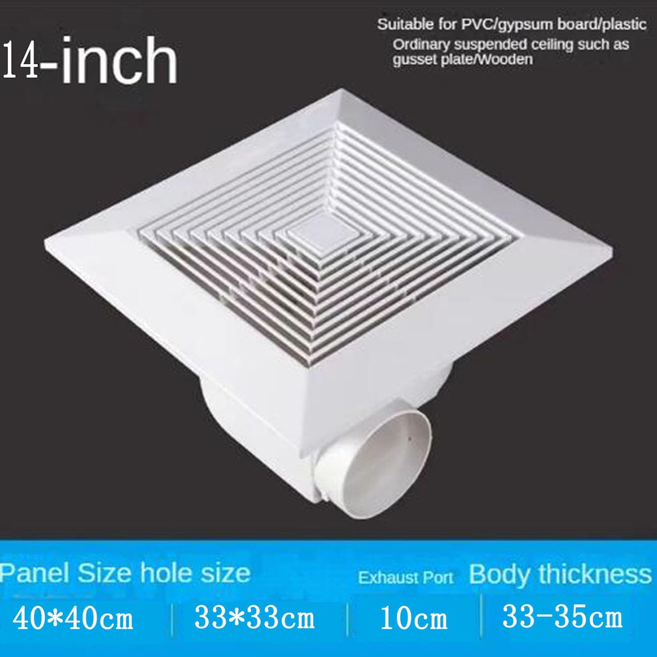 ICEMOB Aspiratore Bagno,Strattore Aria Silenzioso Soffitto,Ventola Aspirazione Cucina con Valvola di Ritegno,per Garage, Soffitta,Pannello Ignifugo in ABS,14 inch