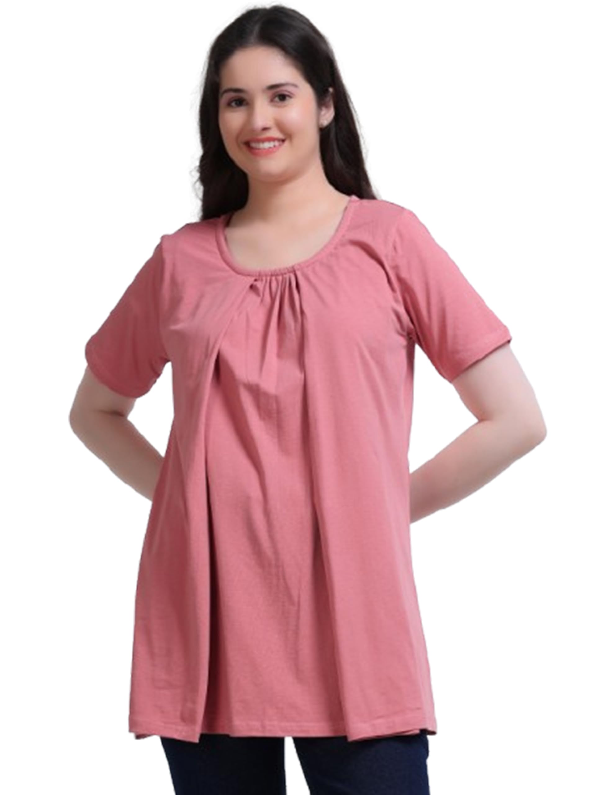 Women's Maternity Feeding Top | Zipless Nursing Top for Breastfeeding | Cotton Maternity Top | Pregnancy & Postpartum Friendly | Comfortable Maternity Wear-image-34