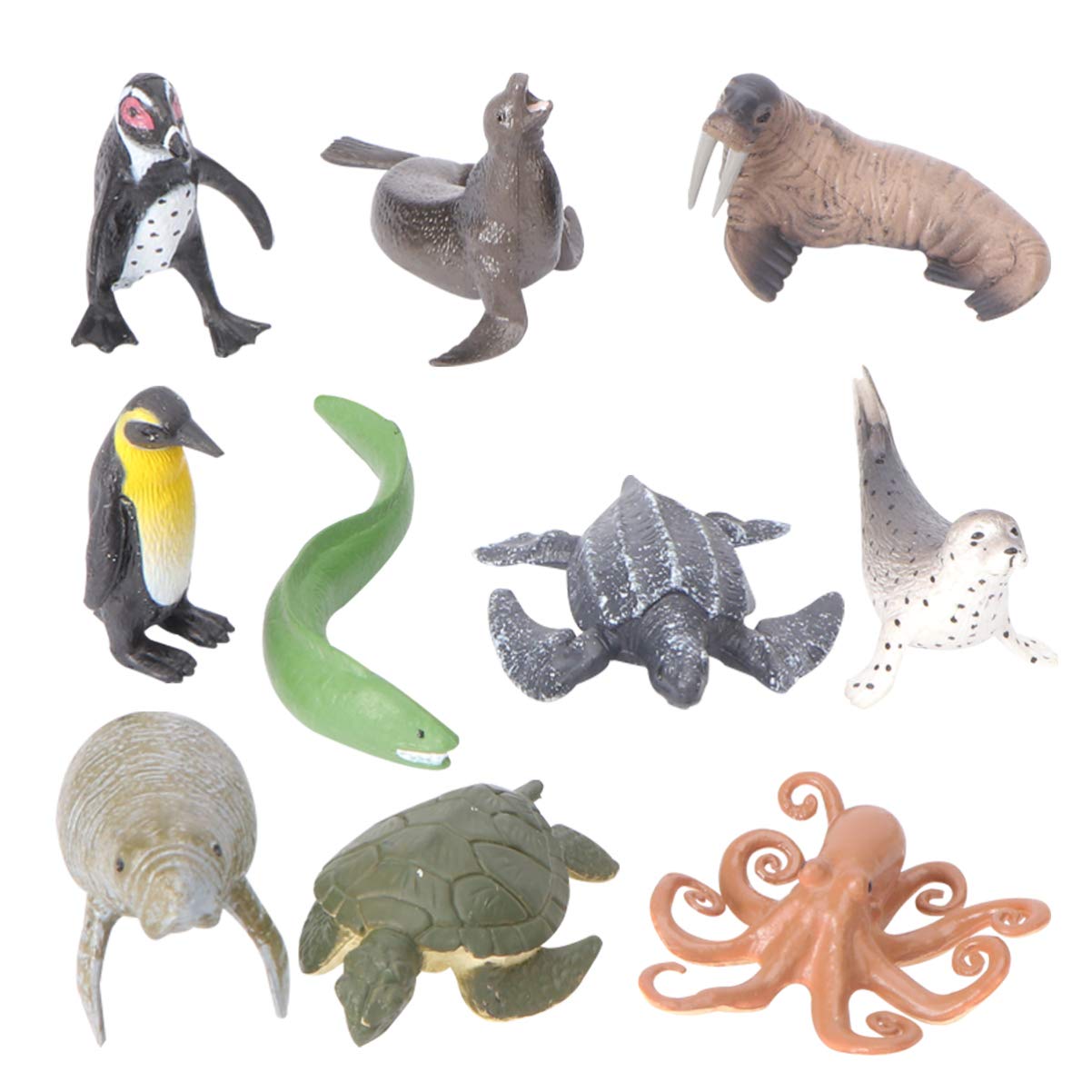 BRIGHTFUFU1 Set 10pcs Sea Animal Toys Kid Toy Animals Toys Toy for Kids Toys for Kids Ocean Toys Kids Toy Turtle Toys Turtle Statue Turtle Figurines Kids Playset Child Plastic Mini Moray Eel