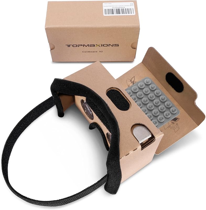Google Cardboard, Topmaxions 3D VR Realidad virtual DIY VR Auriculares para películas y juegos 3D Compatible con Android y Apple Máquina de fácil configuración de hasta 6 pulgadas