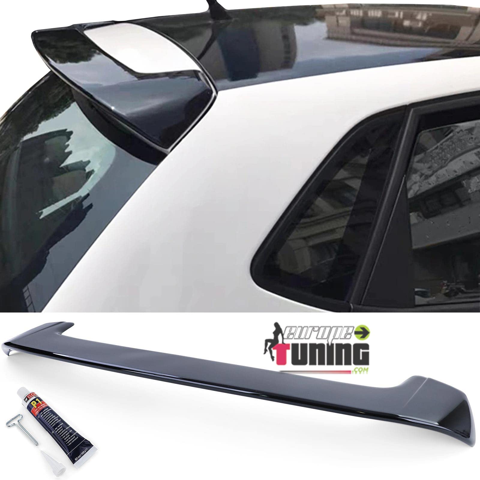 05570 - europetuning -BECQUET Spoiler DE Toit Sport Noir Brillant Compatible VW Volkswagen Polo 5 6R 2009-2014