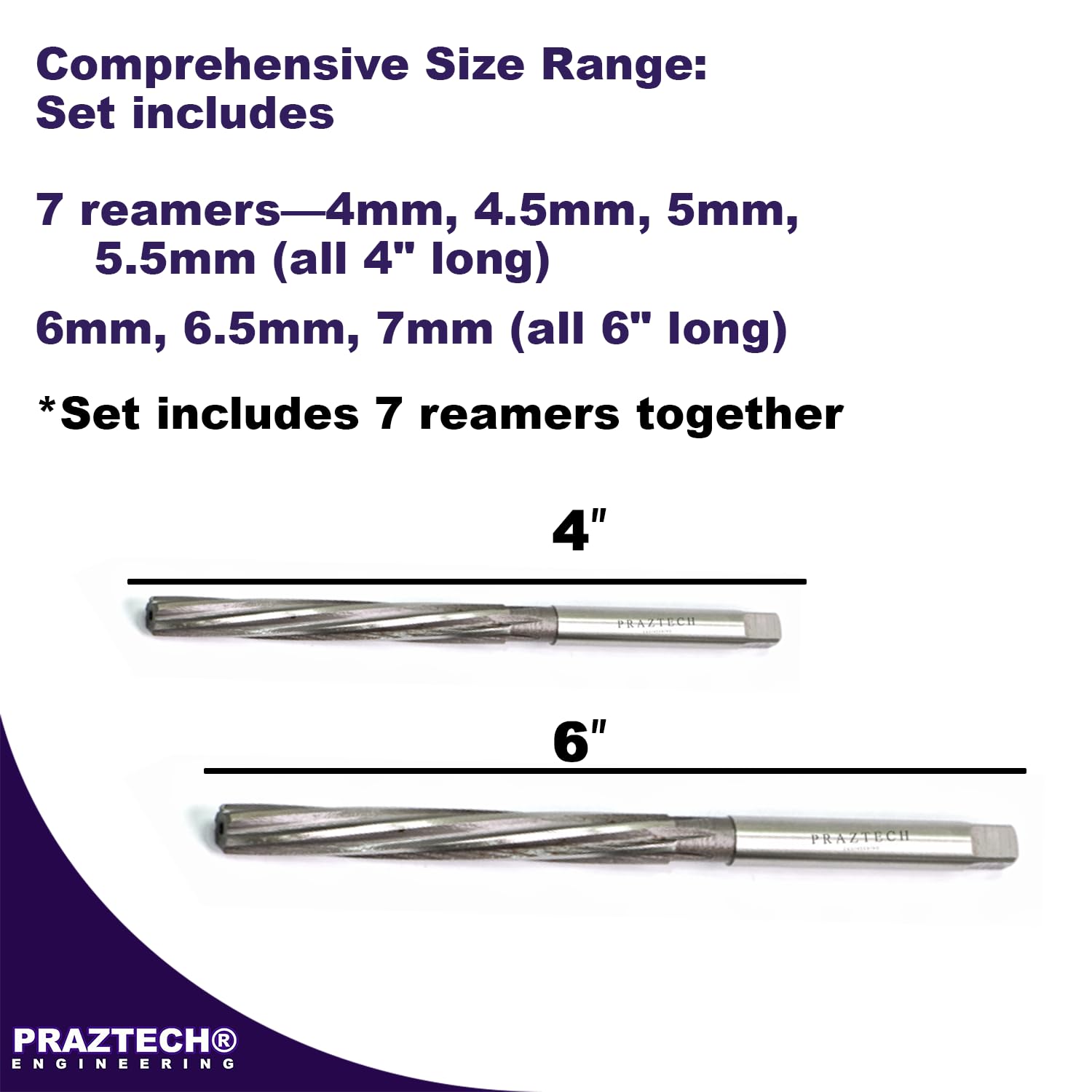 Alesatore a Spirale con Guida per valvola HSS, per Fai da Te, Moto, ATV, Barca, Quad, Auto, Camion, Motore, Officina, Set di 7 Pezzi da 4 mm a 7 mm
