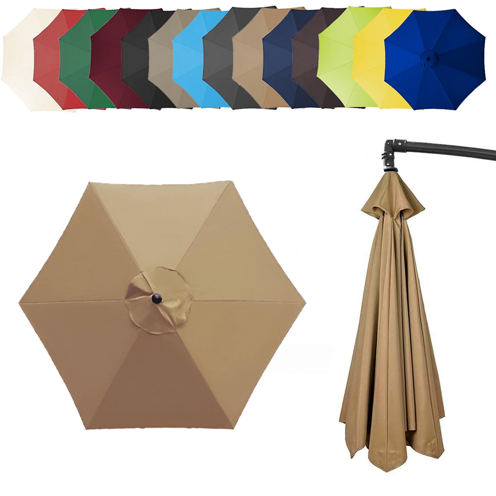 6.4ft/8.8ft/9.8ft (200/270/300cm) Replacement Parasol Garden Patio Umbrella Fabric Canopy Cover, Heavy Duty Polyester Fabric Outdoor Shade Canopy Cover For Market Table Cantilever Parasol Top Cover(Co โ image 1