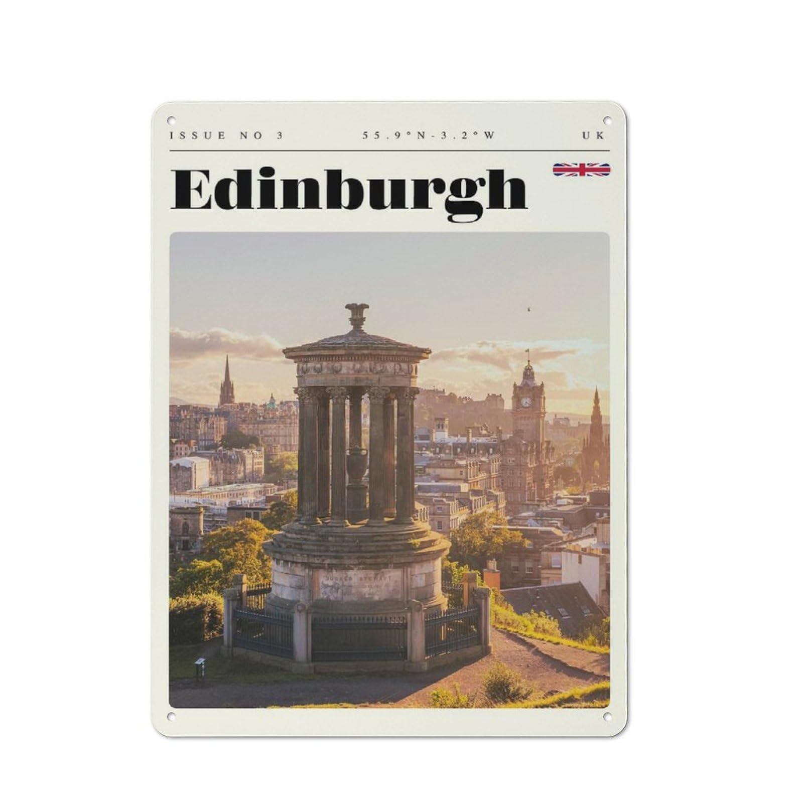 Junmoney Style-7 Edinburgh Scotland Travel Art Warehouse Style Metal Wall Decor 40X30cm, Metal Wall Sign For Workspace, Cafe, Hallway Or Garage