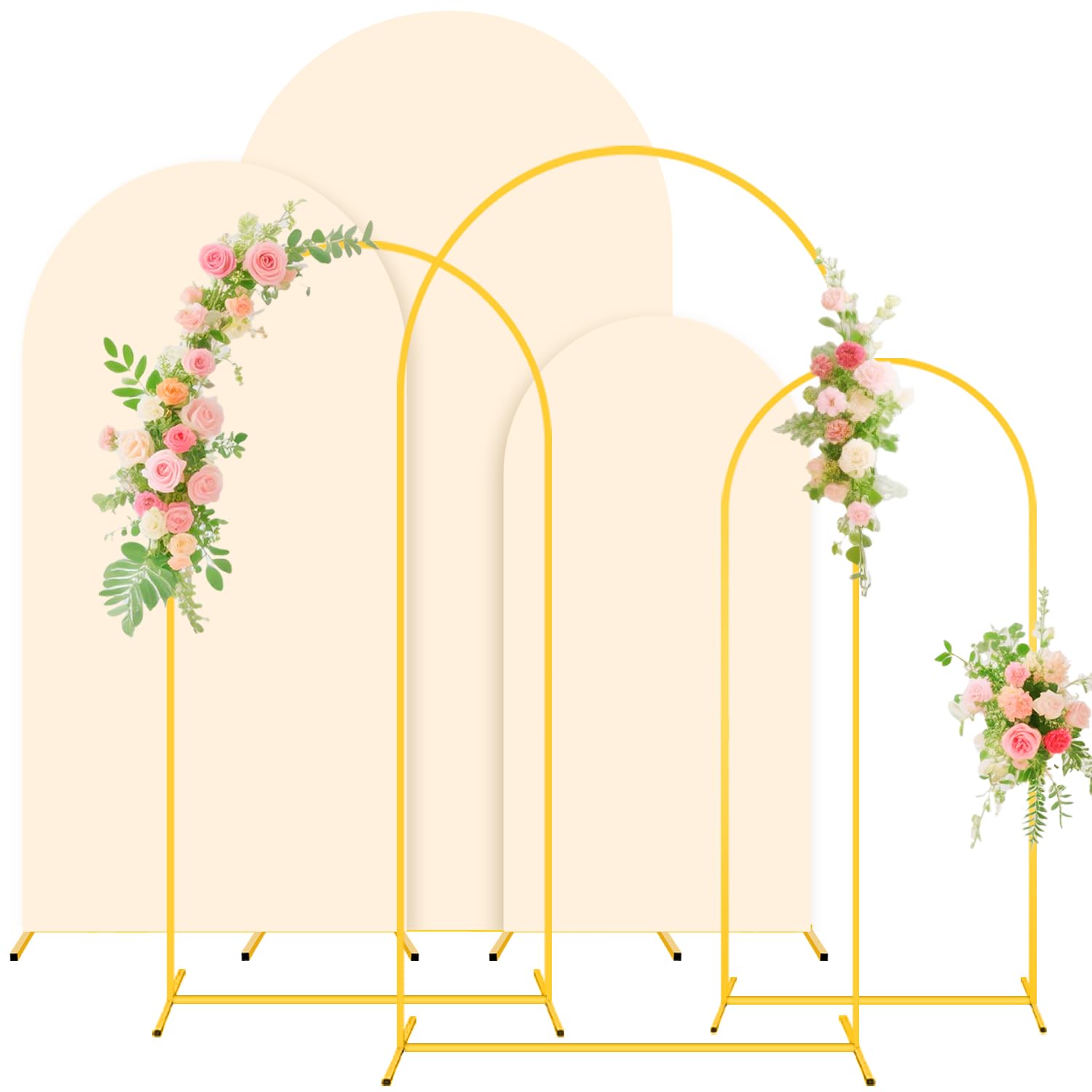 Photo 1 of ***MISSING COVERS***
Wedding Arch Backdrop Stand and Beige Arch Cover Set of 3 (7.2FT, 6.6FT, 6FT) Metal Arch Stand Balloon Arched Frame Backdrop with Spandex Arch Stand Cover for Birthday Party Baby Shower Graduation