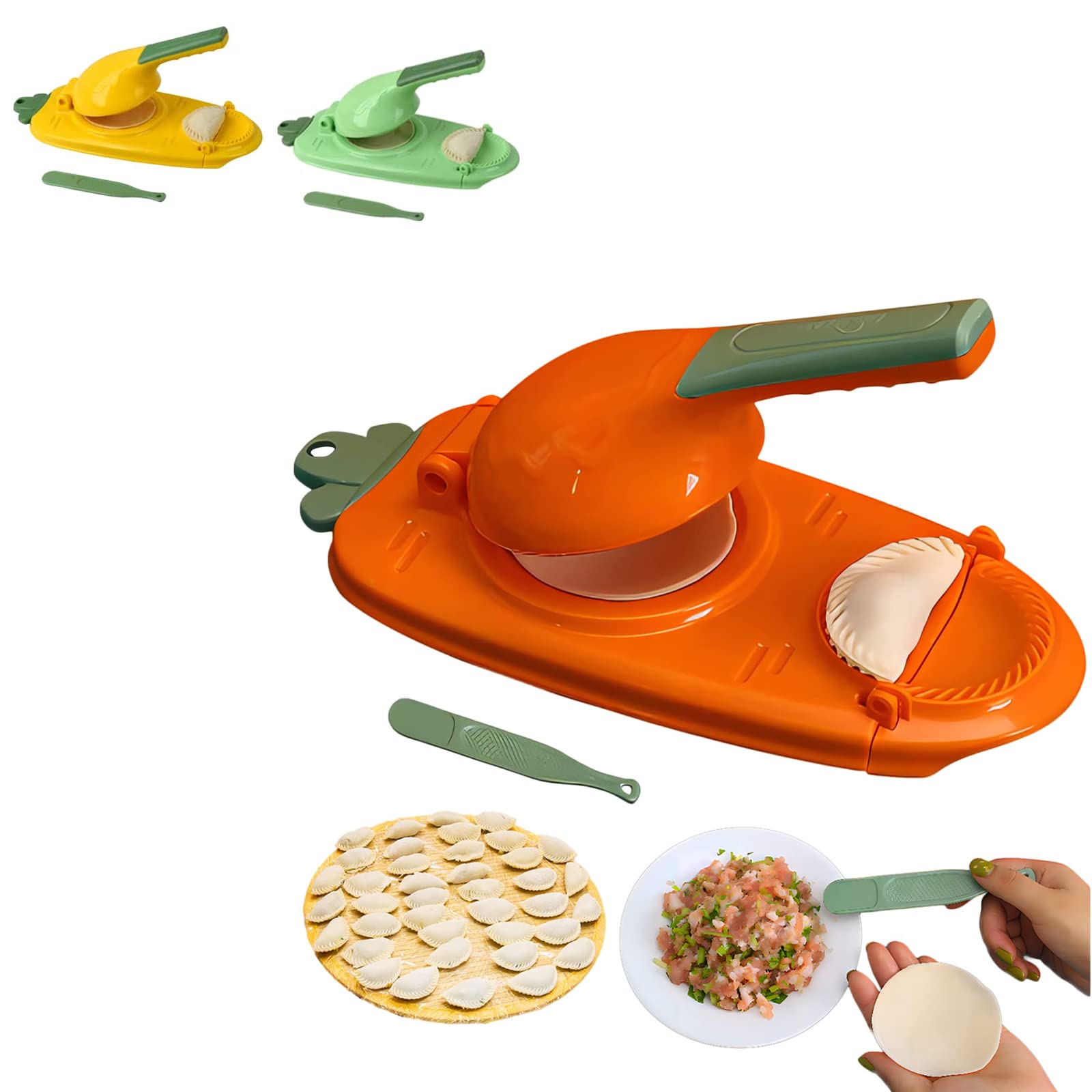 2 In 1 Dumpling Maker, SYOSI Manual Artifact For Pressing Dumpling, Kitchen Dumpling Maker Machine, Portable Dumpling Skin Maker DIY Dumpling Moulds (Orange)