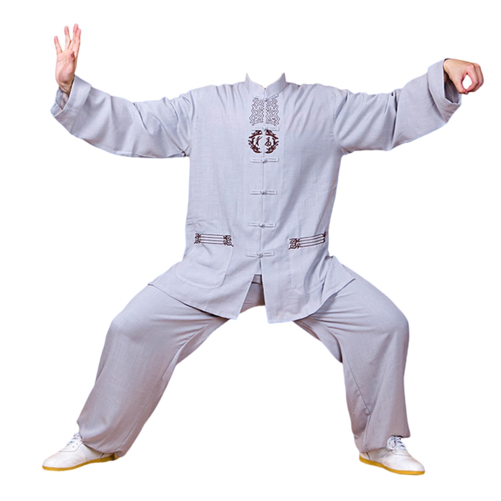 Unisexe Martiaux Ensemble Femmes Hommes,Tai Chi SurvêTement Unisexe,Ensemble De Kung Fu Unisexe,Ample Et Confortable,Convient Aux Exercices Matinaux ExtéRieur