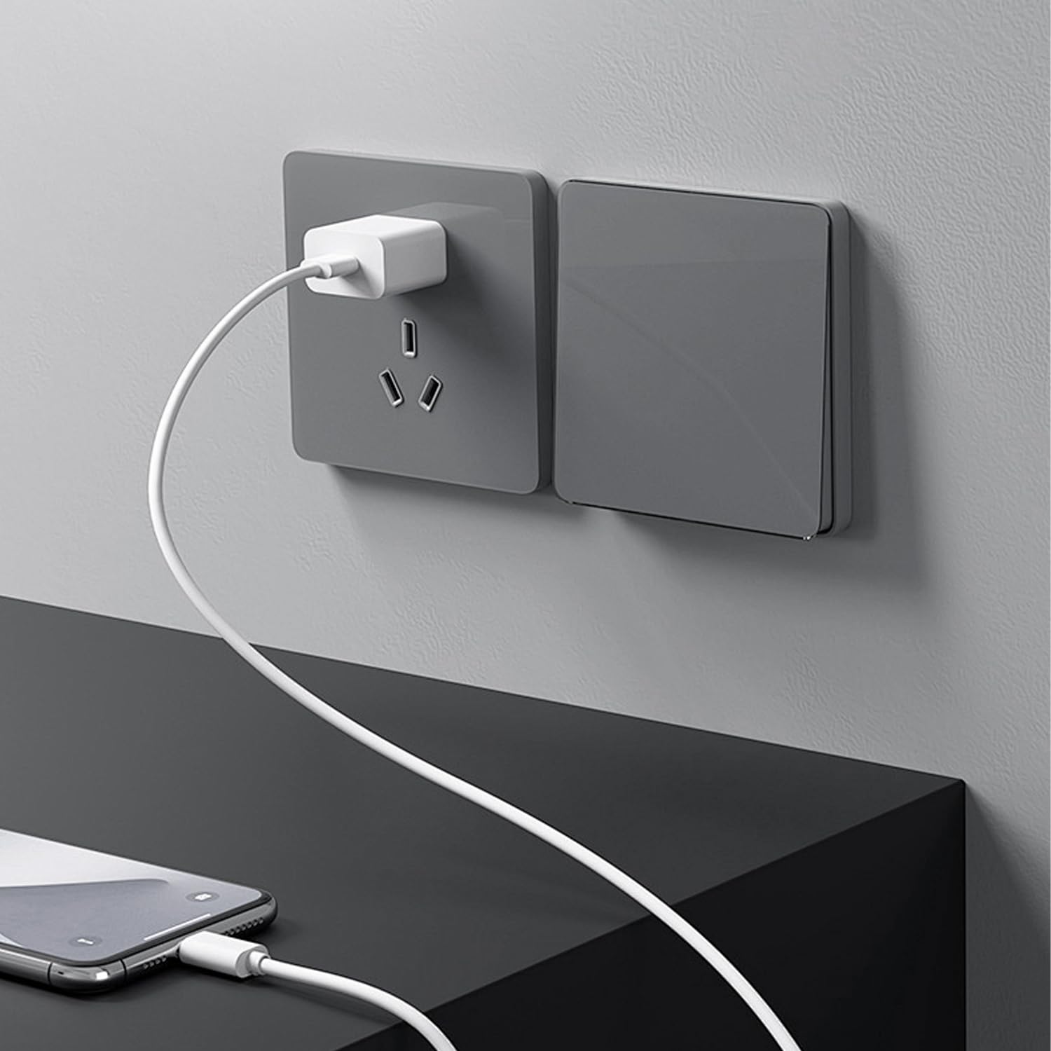 Entretoise Prise Électrique 10mm, Rallonge Boîtier Prise Unique 1 Poste, Kit Extension Durable Interrupteur Lumière Blanc