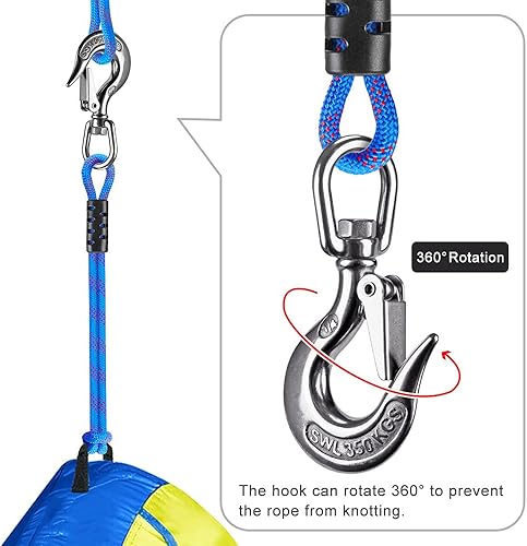 Miniatura 7 de Dolibest Heavy Duty Tow Rope for Tubing Connector, Towable Quick Connector, Tow Rope for Water Sport with Stainless Steel Hook (360Rotation) 20 inch