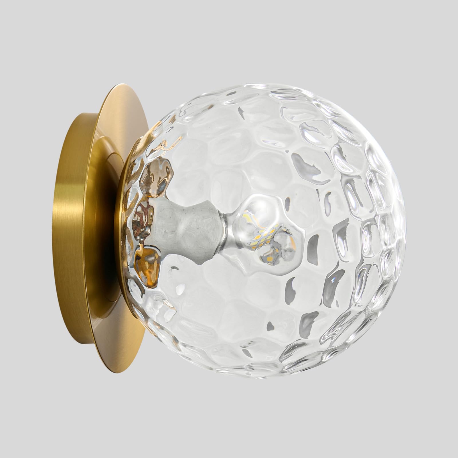 Modern Gold Globe Wall Sconce,Single Light with Clear Glass Shade