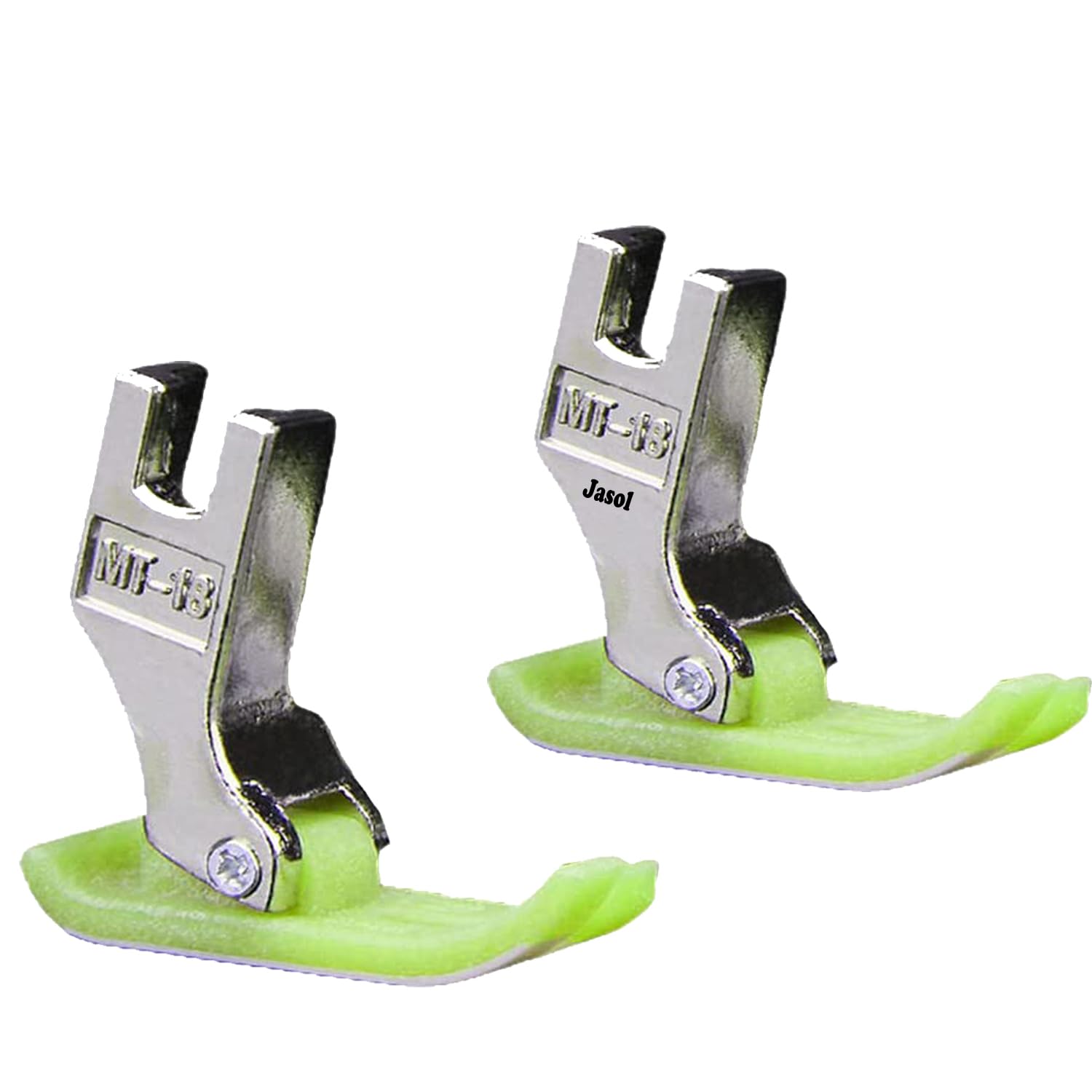 Jasol 2 Pic Non-Stick Sewing Presser Foot Industrial Needle Machines Steel PVC MT-18 Teflon Pressure Foot White & Yellow