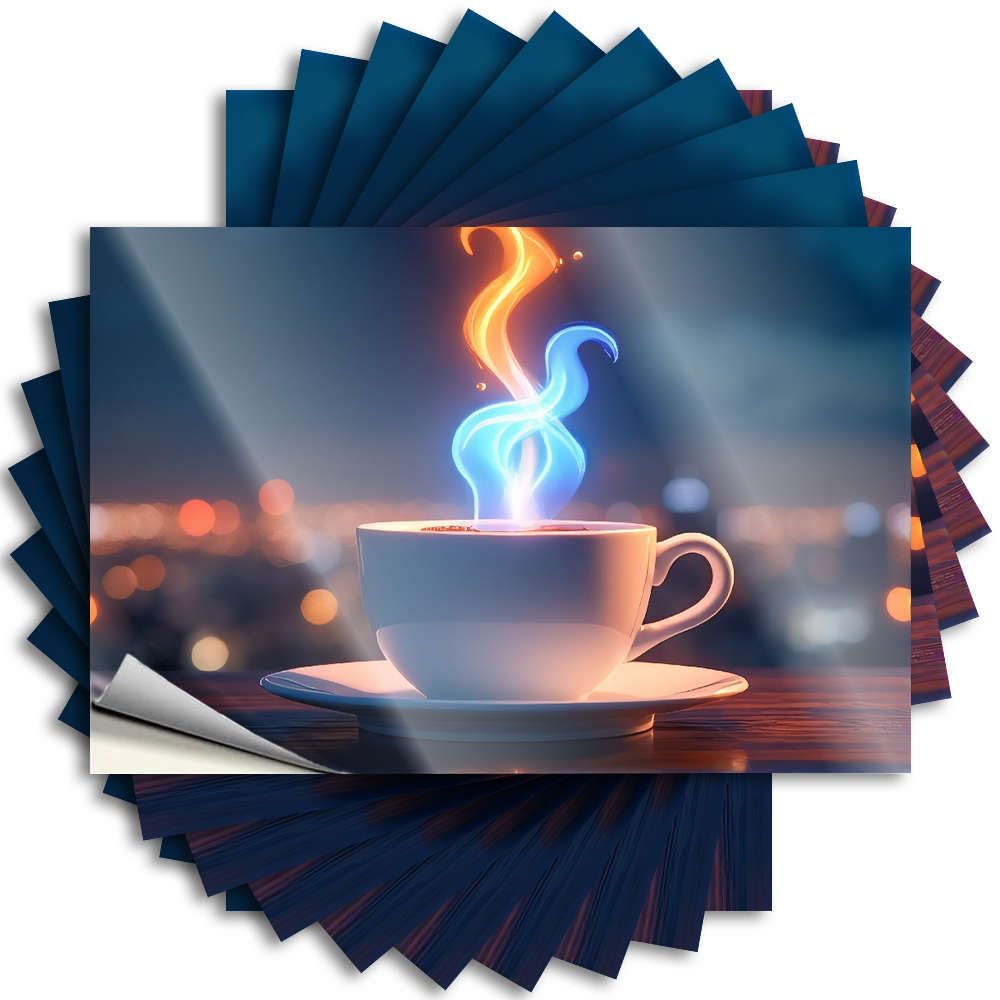 Fzfn Colour Saying Plain Vinyl Sticker | A Cup Of Coffee With Glowing Steam Against A Cityscape Backdrop. Affirmation For Spring Use(6X9cm)