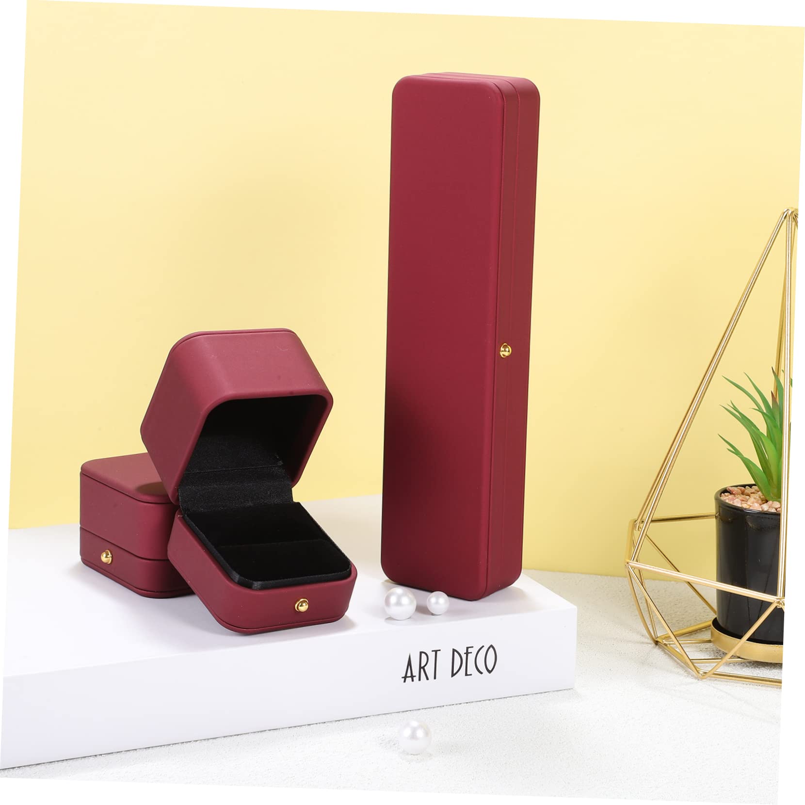 3piezas Joyero Caja Vitrina Estuche Contenedor Guardar Joyas Cuero Sintético Protección