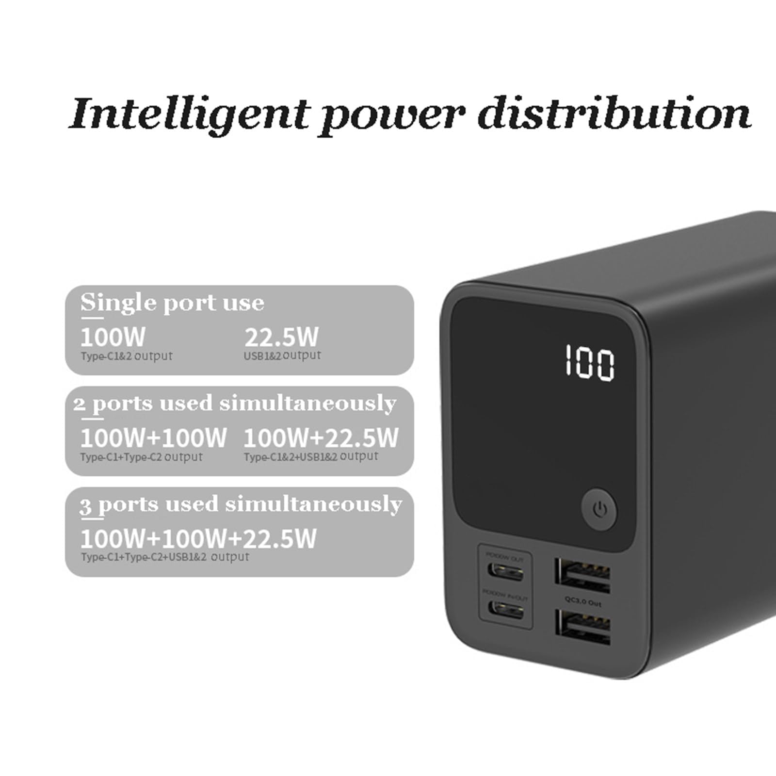 Powerbank o dużej mocy 200 W, szybkie ładowanie dwukierunkowe, powerbank o dużej pojemności 27000 mAh, odpowiedni do smartfonów, laptopów, tabletów