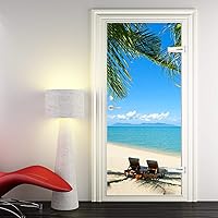 Vista 41 de KACOLOR Calcomanía 3D para puerta de dormitorio, sala de estar, baño, 2 calcomanías de pared, autoadhesivas, impermeables, extraíbles, murales