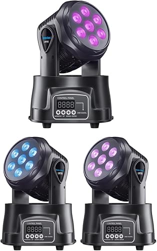 Seven Stars Luz de cabeza móvil de 60W, RGBW DJ Light 916 Channel DMX-512 Spotlight para bares, discoteca, iglesia, club, fiesta