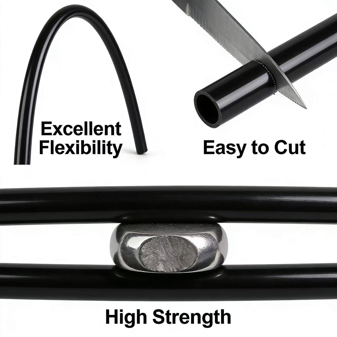 Tube Fibre de Verre Noir 1m Tube Creux GFRP 2 pièces Haute Résistance Tuteur Plantes Léger Facile à Couper Jardin,7mm*5mm*1m