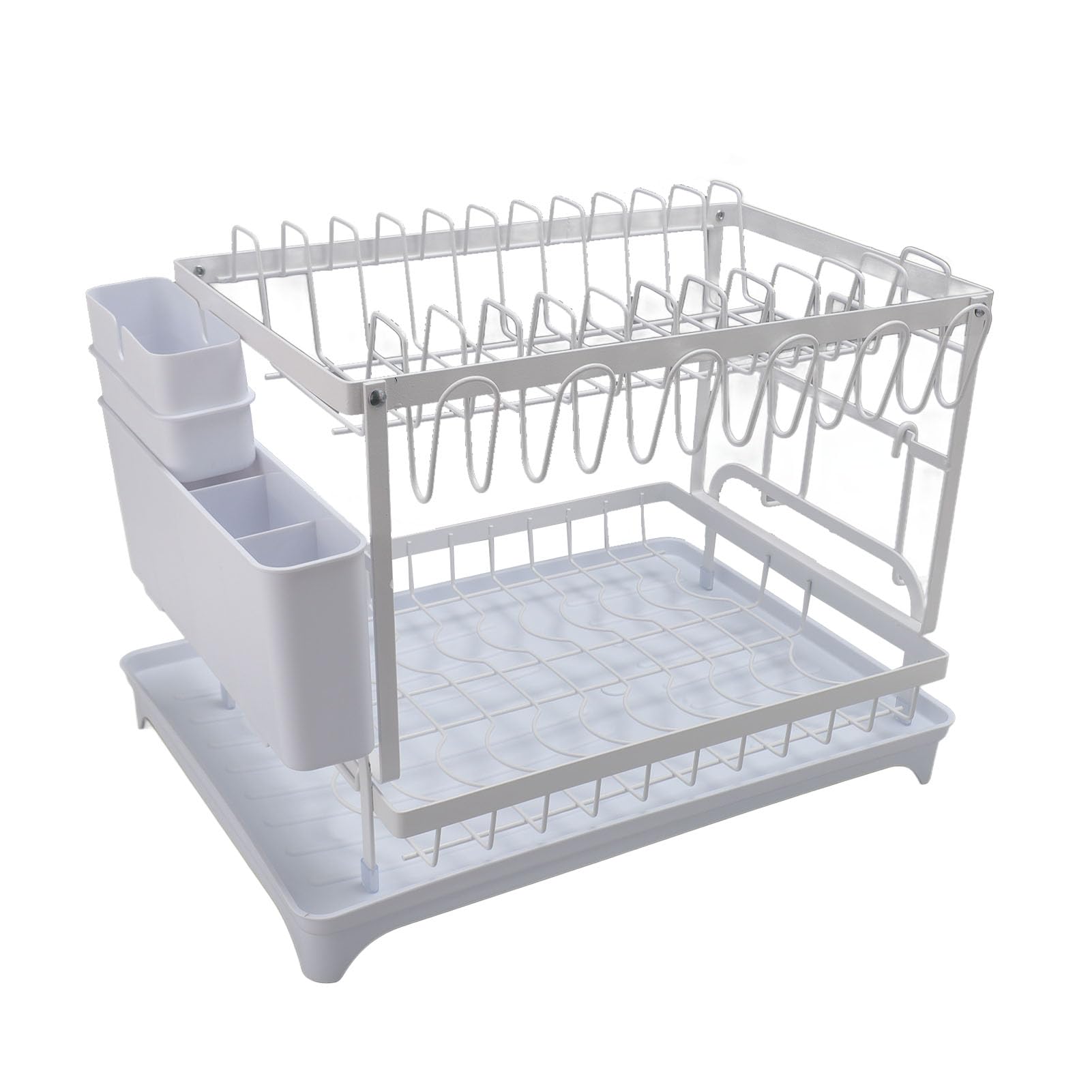 Qcwwy Rejilla para Secar Platos, Rejilla para Secar Platos para Encimera de Cocina, Multiusos, Soporte para Cubiertos de 2 Niveles, Escurridor de Vajilla Pequeño, Palillos, Cubiertos,