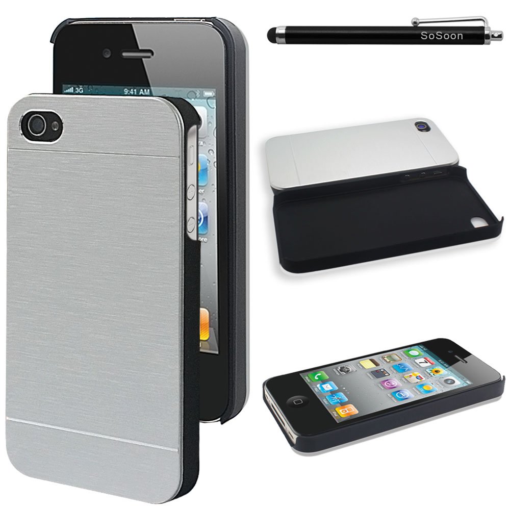 iPhone 4s Case, BSBESTE Slim Fit Premium Aluminum Coating Shock Absorbent bumper Cover for Apple iPhone 4, 4s - Silver
