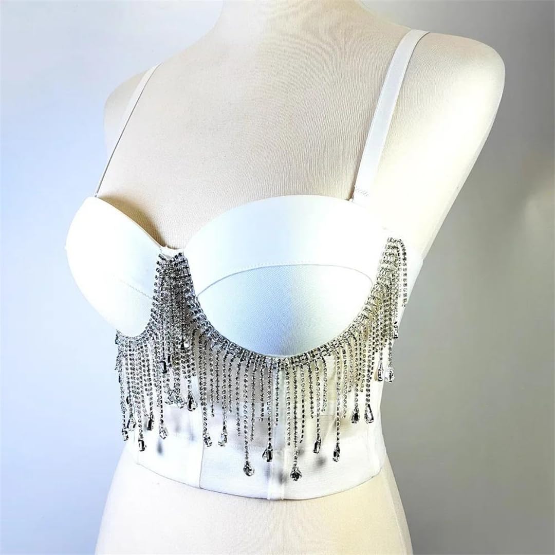 Yeuyyben Top corto da donna con strass nappa corsetto crop top senza maniche slim fit stile coreano estate casual elegante canotta