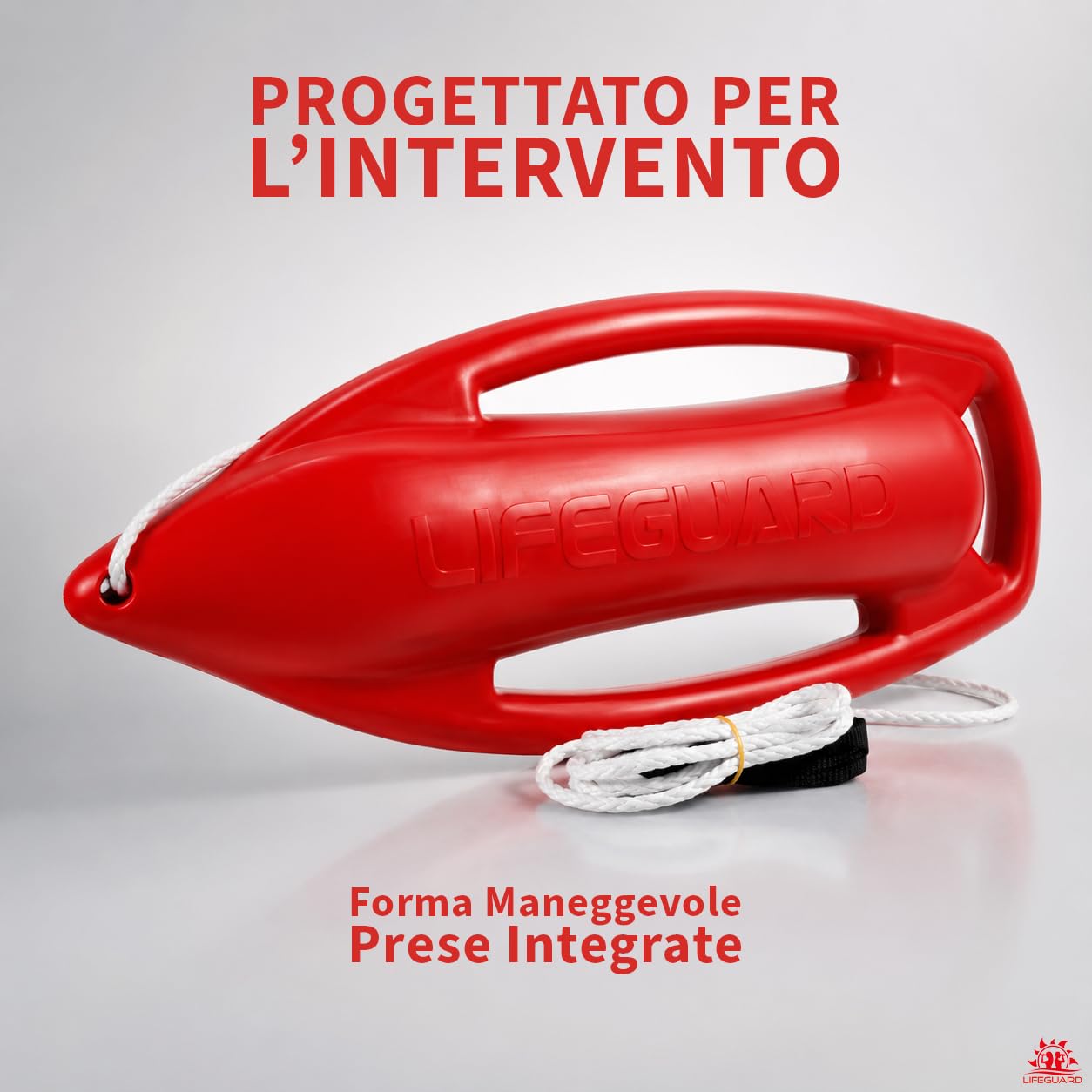 LIFEGUARD Italia Baywatch Rescue Can Salvagente Professionale da Bagnino con Fune e Maniglie