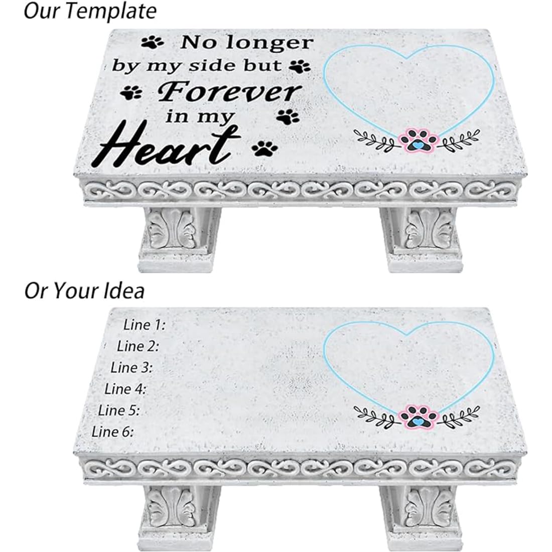 JHB Panca Personalizzata Pet Memorial Garden Pietra Placca con Foto Colorata, Dog Grave Marker Dog Tombstone Cat Headstone per Graves Perdita di Pet Regalo Cimitero Giardino Placca (C)
