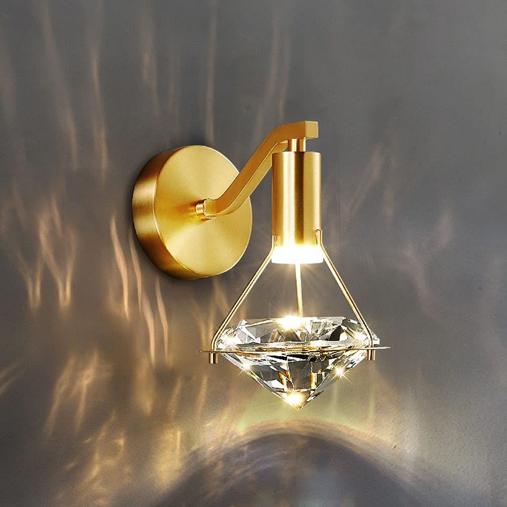 Lámpara De Pared con Fondo De Cristal, Iluminación Interior, De Todo Material De Cobre, Se Puede Utilizar En El Pasillo del Pasillo del Balcón De La Sala De Estar Y El Dormitorio, Atenuación De Tres