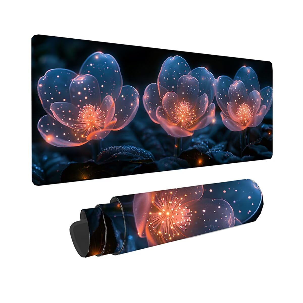 Gamingowa podkładka pod mysz, różowy motyw kwiatowy, podkładka pod mysz XXL 1200 x 600 x 3 mm, odporna na warunki atmosferyczne, antypoślizgowa, poprawia precyzję i prędkość, akcesoria gamingowe do
