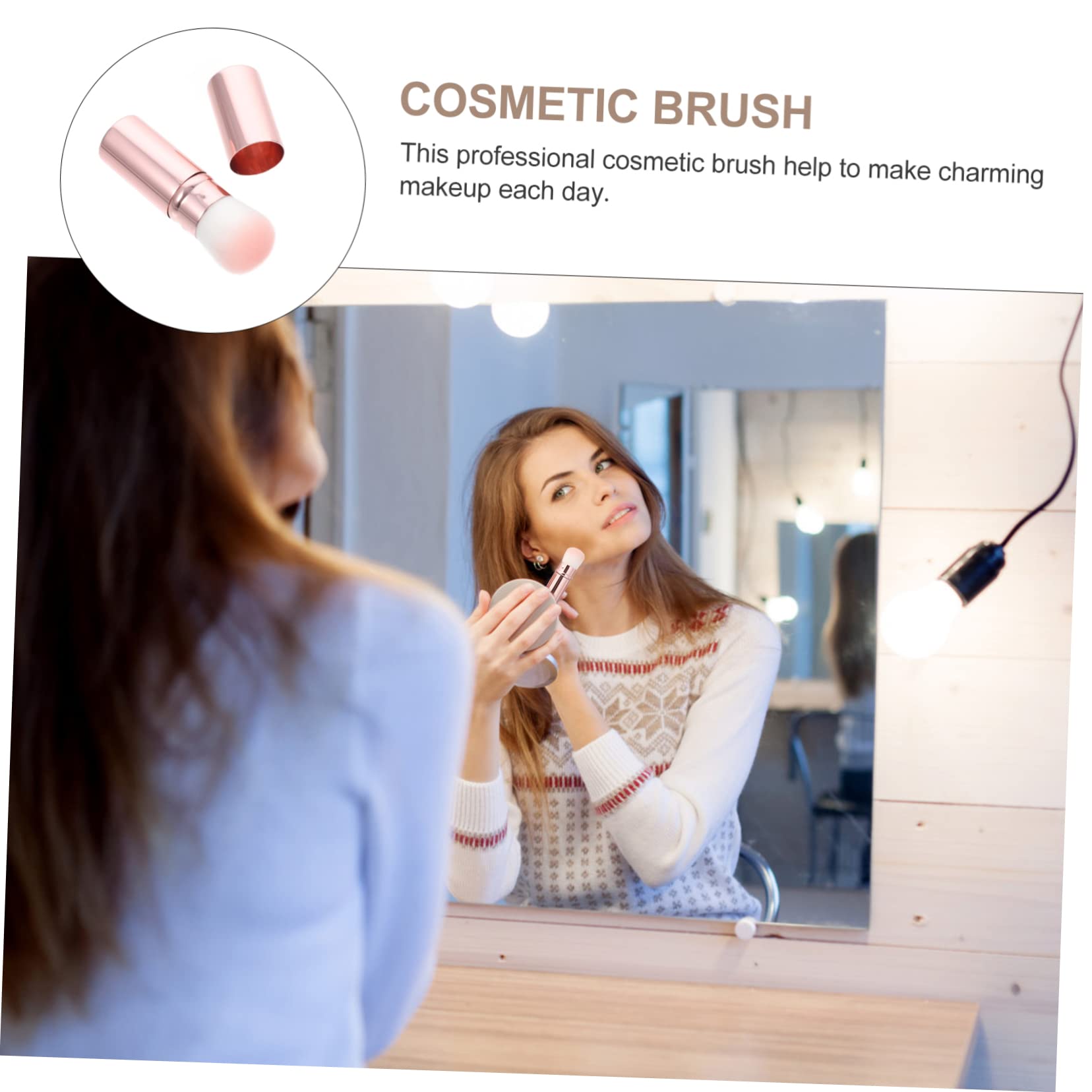 Beatifufu Highlighting Makeup Brush Double-ended Blush Brush for Facials Portable Durable Easy to Use