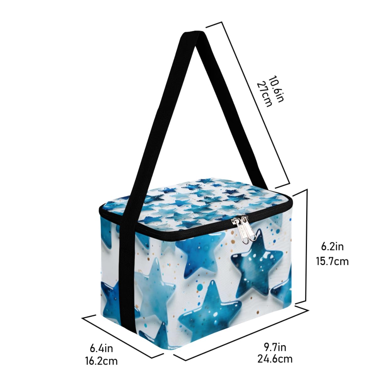GzLeyigou Lunch Bags for Women Men 9 Cans,Blue Bright Stars Hot & Cold Food Delivery Bag Insulated Grocery Bag Insulated Lunch Box Star Cooler Bag for Office Work Picnic Beach