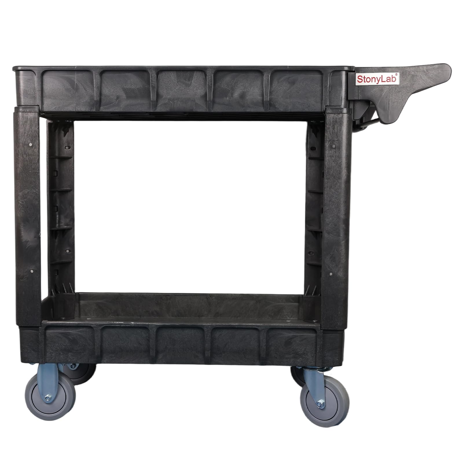 stonylab PP Nutzwagen, 2-Etagen Laborwagen zum Transport von Geräten und Materialien, S
