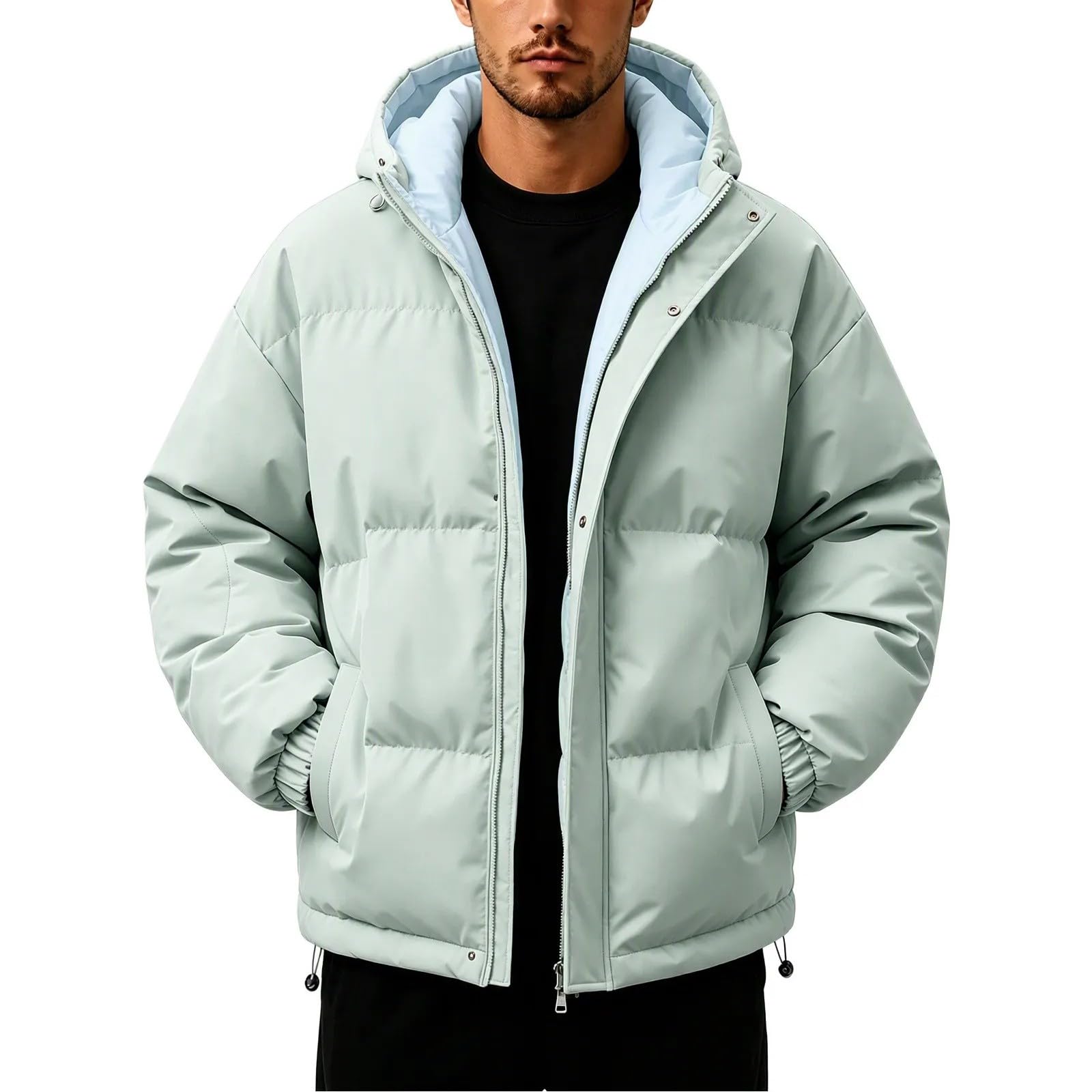 Winterjacke Herren Daunenjacke Steppjacke mit Kapuze Wärme Puffer Jacke