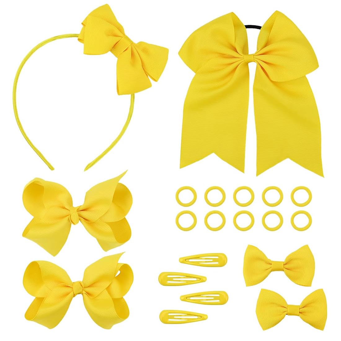 20 Pezzi Accessori per Capelli Set - Fiocco Fermacapelli, Fermagli, Elastico, Fascia per Ragazze - Regalo di Festival per Bambini (Giallo)
