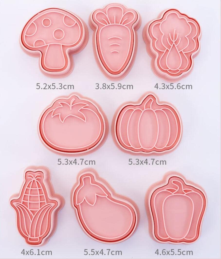 8 Pcs Vegetable Cookie Cutter,Cookie Stamps,Biscuit Cutters (Vegetables)