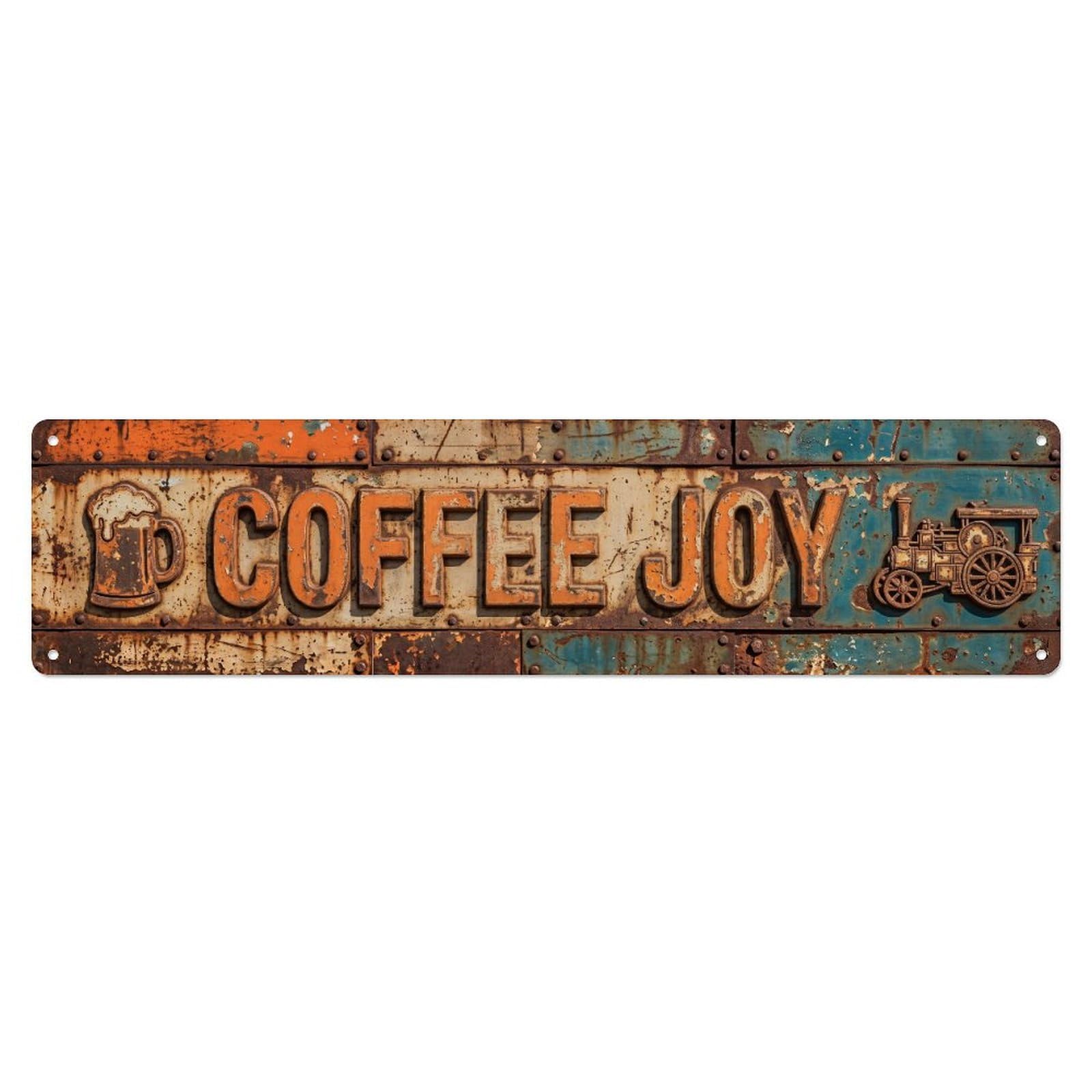Coffee Joy Vintage Metal Tin Skinny Sign Plaque Wall Decor for Cafe, Club Bar, Office, Home Garden Metal Poster 4x16Inch