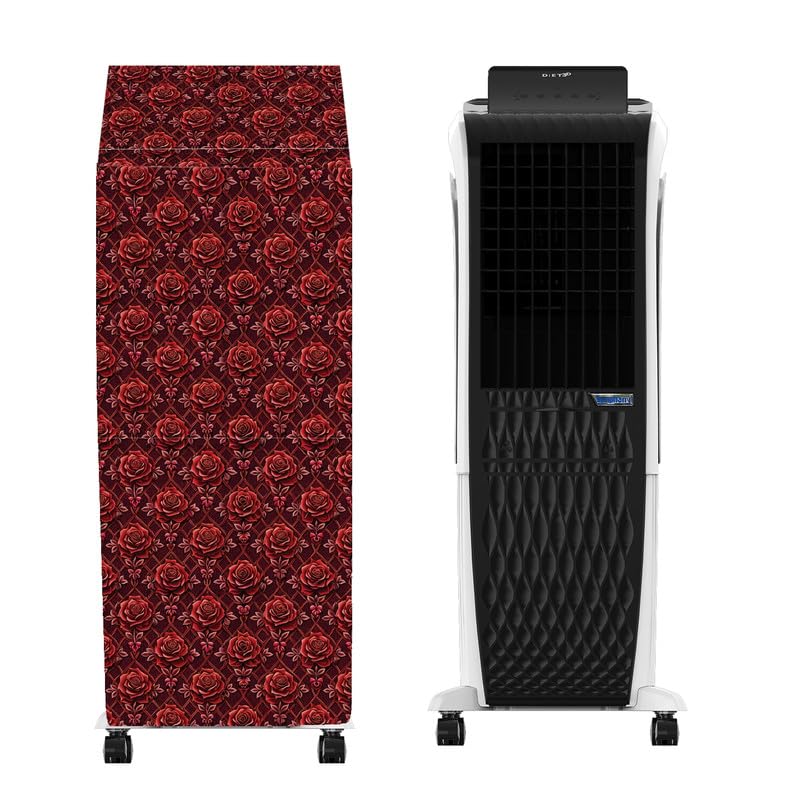 Image of PVC Cooler Cover Suitable for Symphony Diet 3D 30i+ 30-Litre Room Air Cooler Waterproof, Dustproof, Size (HxWxD) 96.52X44.45X39.37 Cm, Red Flower.