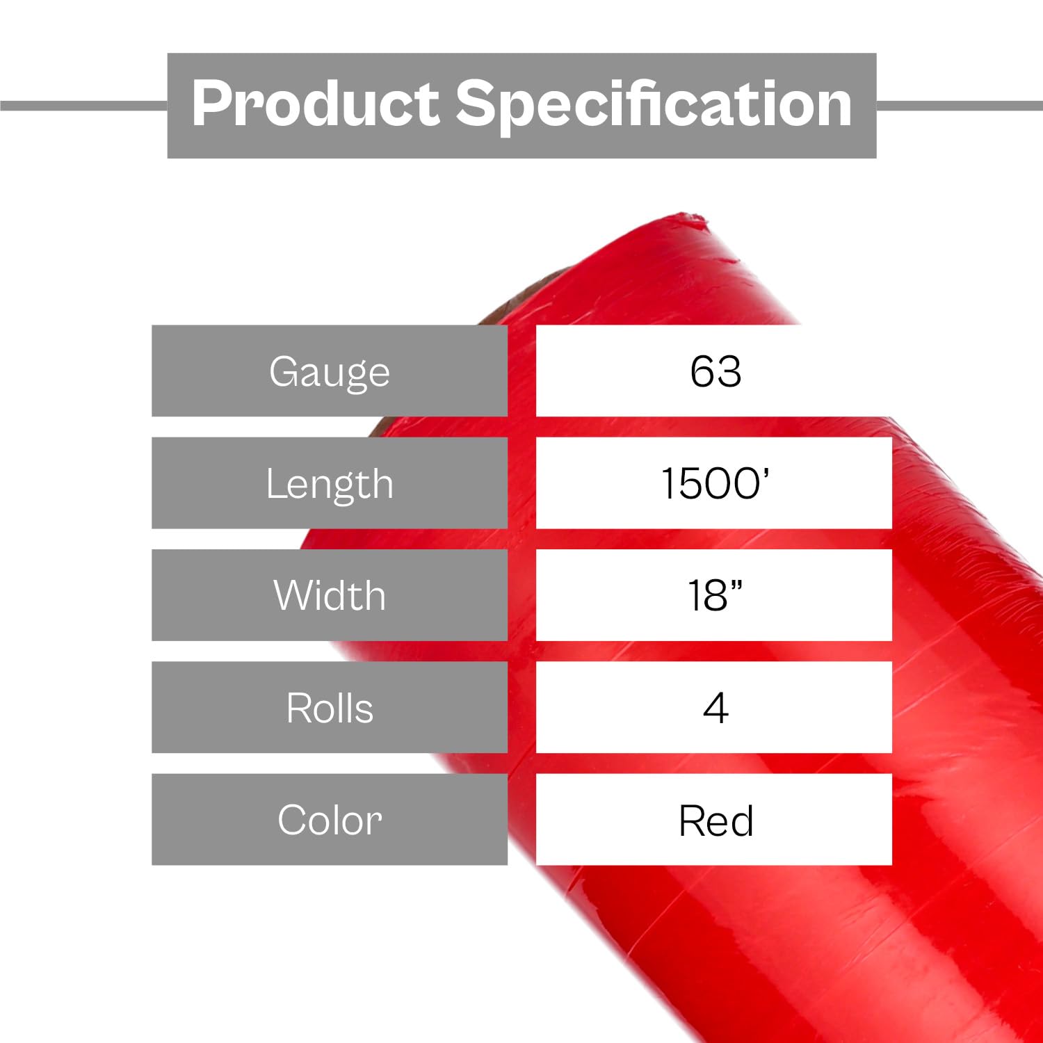 PSBM Lot de 4 rouleaux de film étirable en plastique Rouge foncé 45,7 cm x