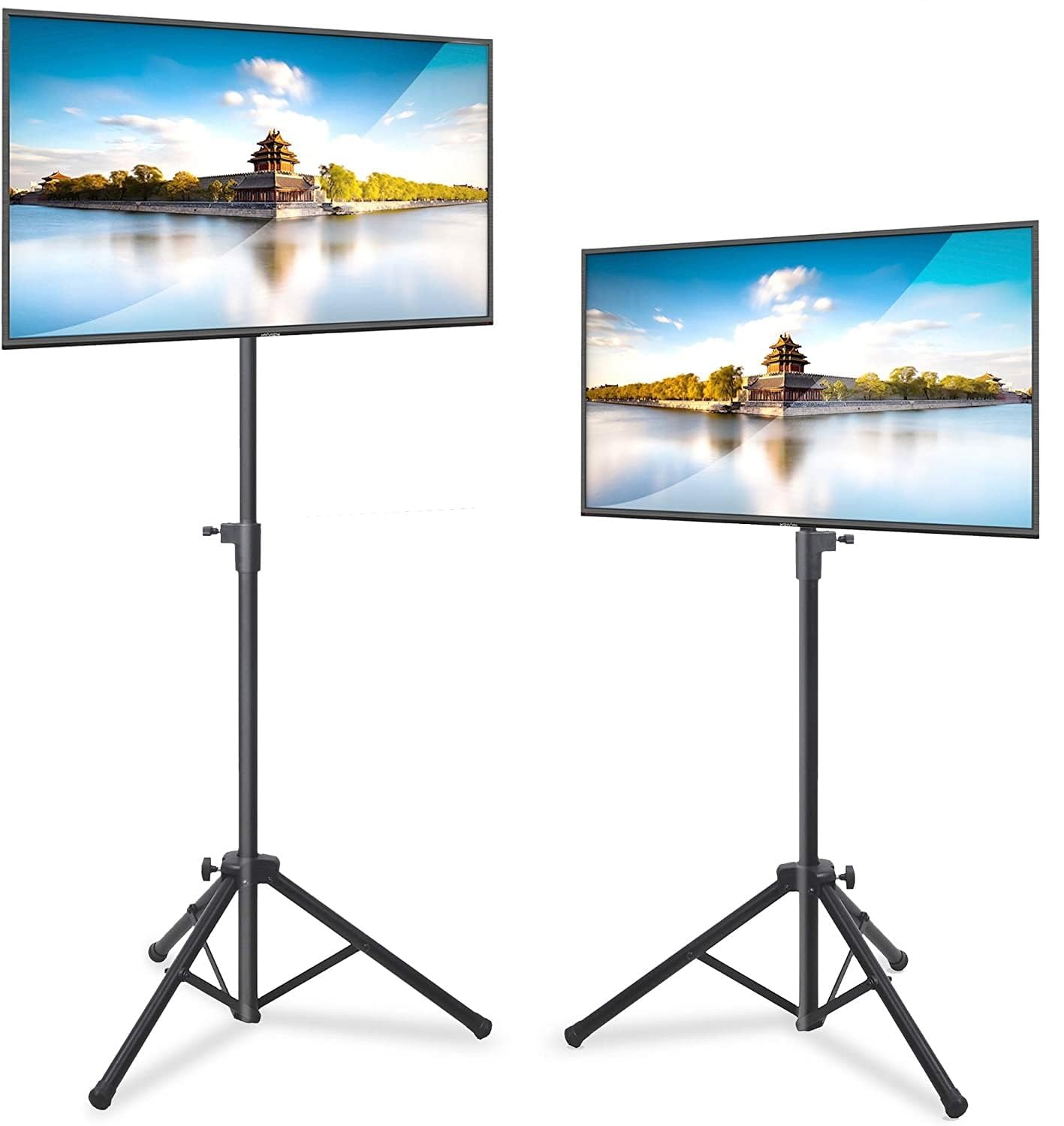 Pyle LED TV Tripod Stand - 2 Pcs Portable TV Stand, Foldable TV Stand Mount, Fits LCD Flat Panel Screen TV Up to 32" w/Adjustable Tilt & Height, 22lbs