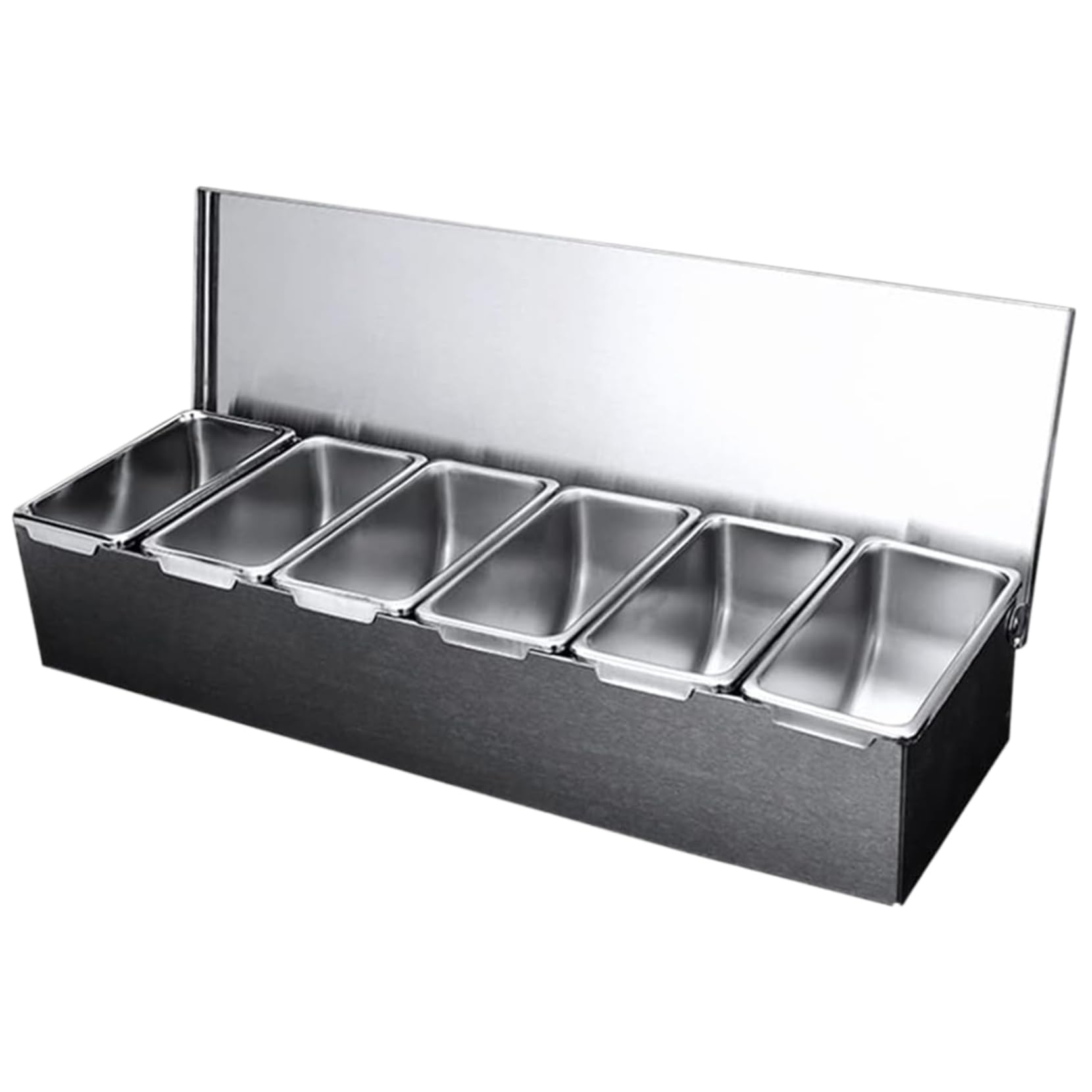 Cakeeyum Pizza Topping Station 18 X 4 X6 6 Compartment Pizza Storage Container Stainless Steel Condiment Containers With Lids Detachable Condiment Organizer For Home Restaurant Storage Contain