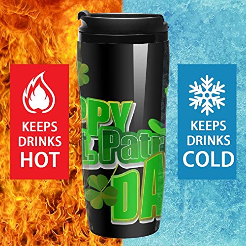 Irish Clover Happy St. Patrick's Day Shamrock - Vaso de viaje de plástico con tapa, doble pared aislada con diseño de… - Imagen 5
